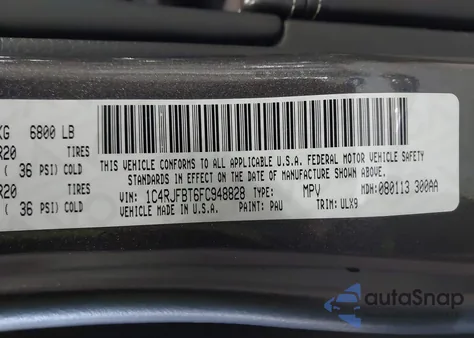 2015 Jeep Grand Cherokee Limited z USA, uszkodzony, nr VIN 1C4RJFBT6FC948828